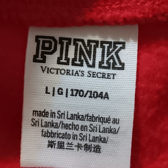 Victoria Secret Pink Polar Fleece Cropped Red SzL Sweatshirt  Half Zip Long Slee - Picture 4 of 12